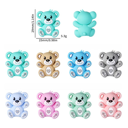 Silicone 3D Focal Beads Hug Bear Sitting Pose 10
