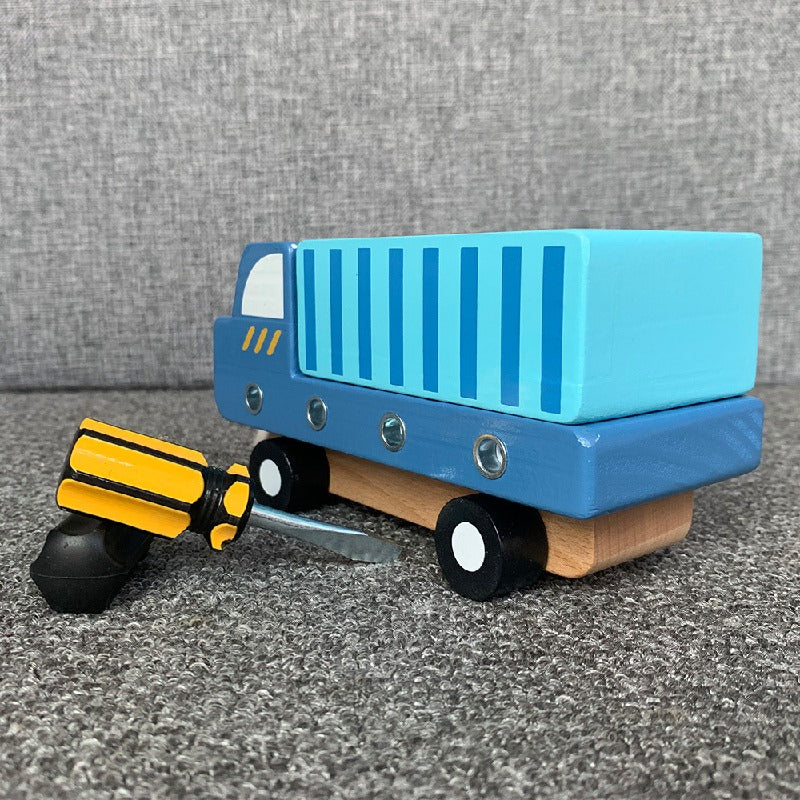Wooden Montessori Toys Simulation Screw Disassembly Tool Car 5