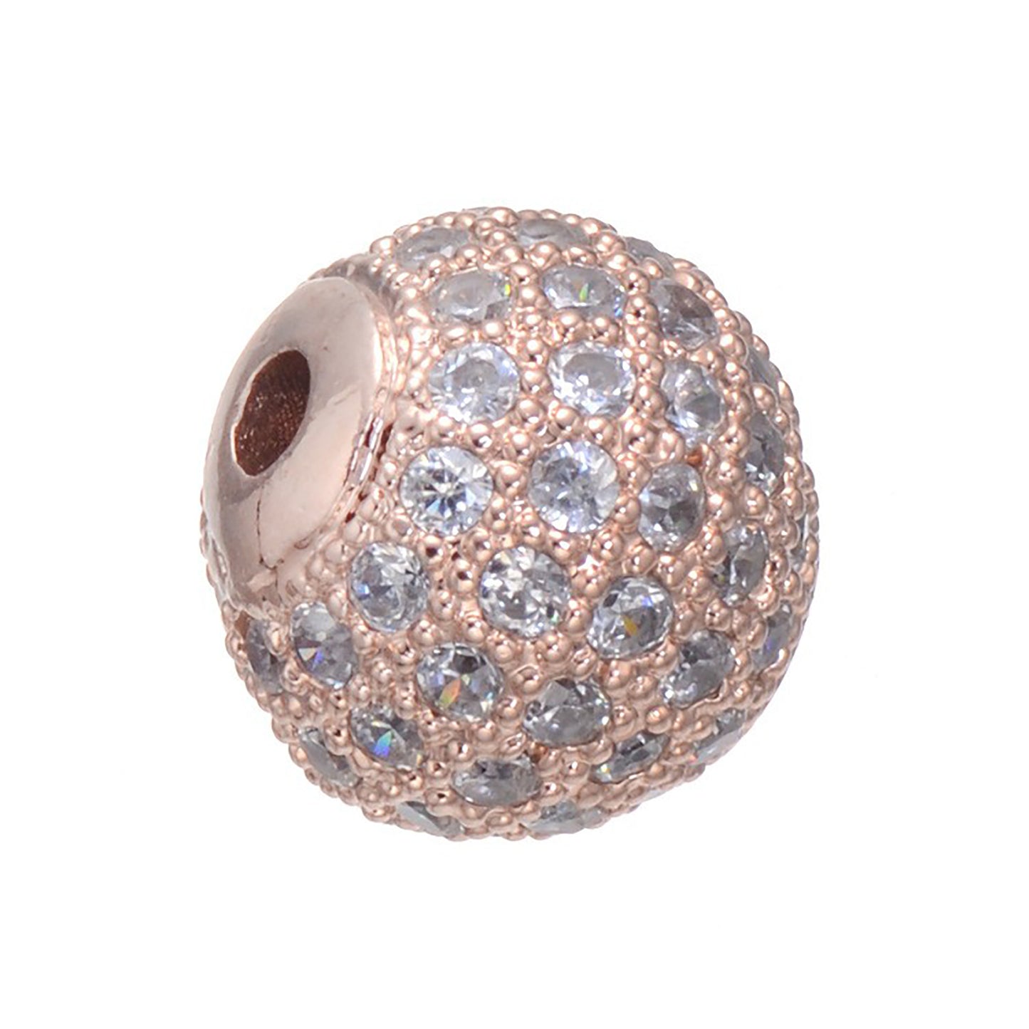 Brass Round Beads with Fancy Zirconia Pave 14mm 5pcs 7