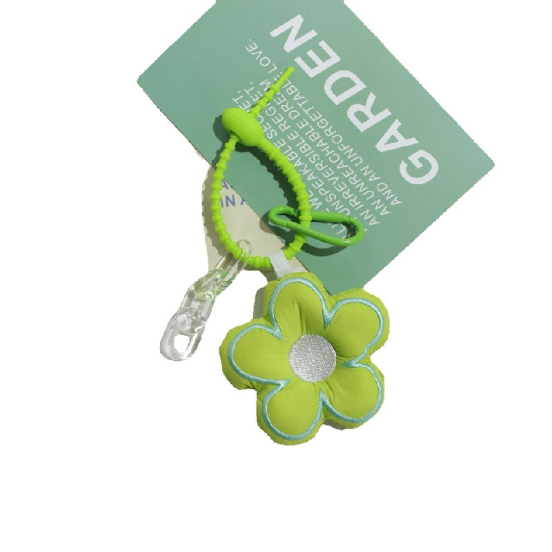 Cute Fabric Flower Silicone Bead Wristlet Keychain with Clip 5