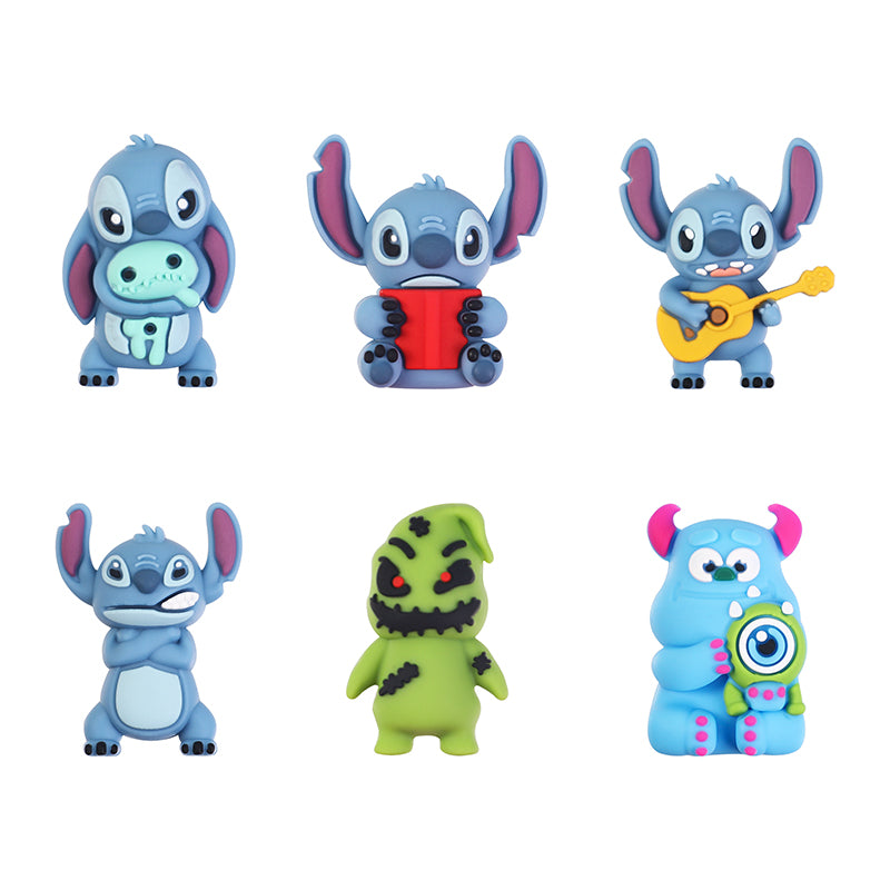 20Pcs Silicone 3D Focal Beads Blue Alien Character Large Ears Various Poses