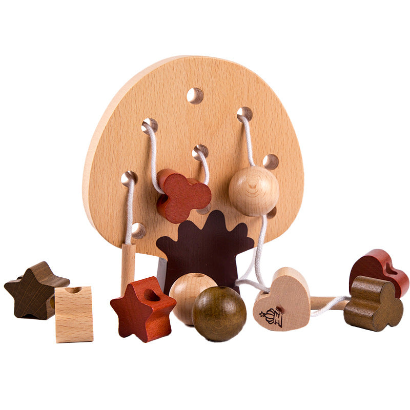 Wooden Bead Threading Montessori Toys Educational Fine Motor Skills