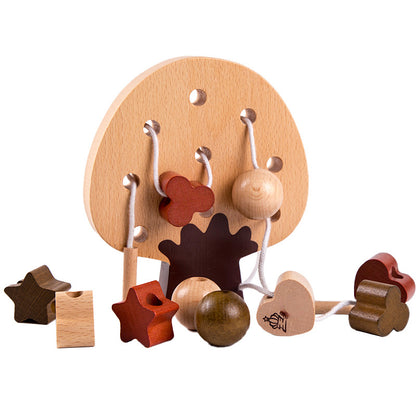 Wooden Bead Threading Montessori Toys Educational Fine Motor Skills