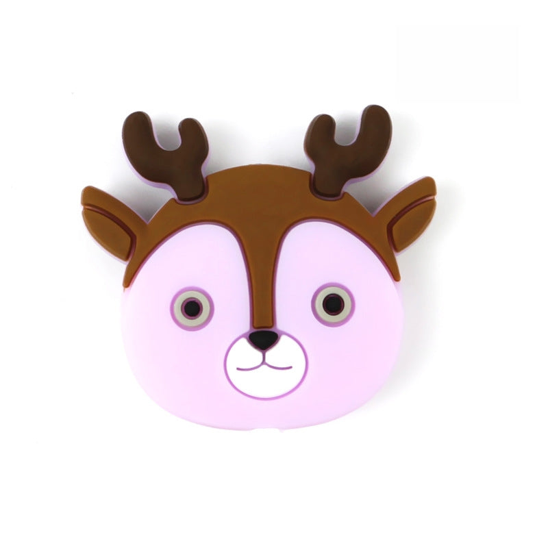 Silicone Focal Beads Cartoon Colorful Deer with Antlers 9