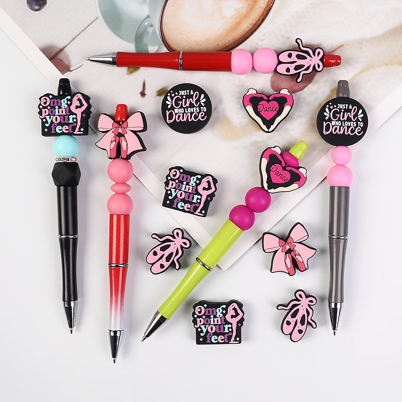 20Pcs Silicone Focal Beads Dance Theme Stand on Tiptoe Design 8