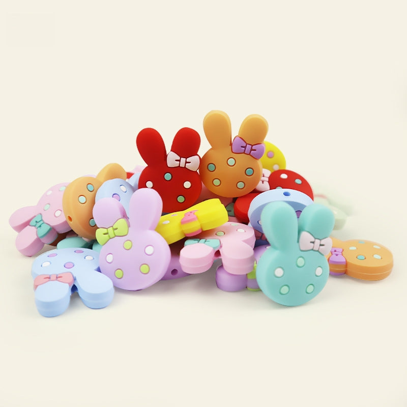 Silicone Focal Beads Butterfly Bow Rabbit Head Macaron Colored Design 5