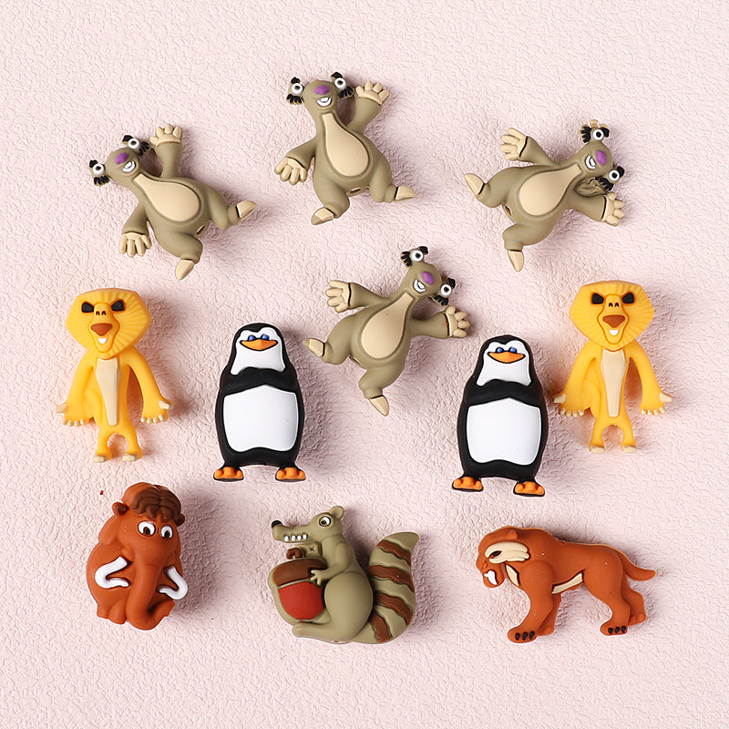 20Pcs Silicone 3D Focal Beads Penguin Animal Characters Set 3