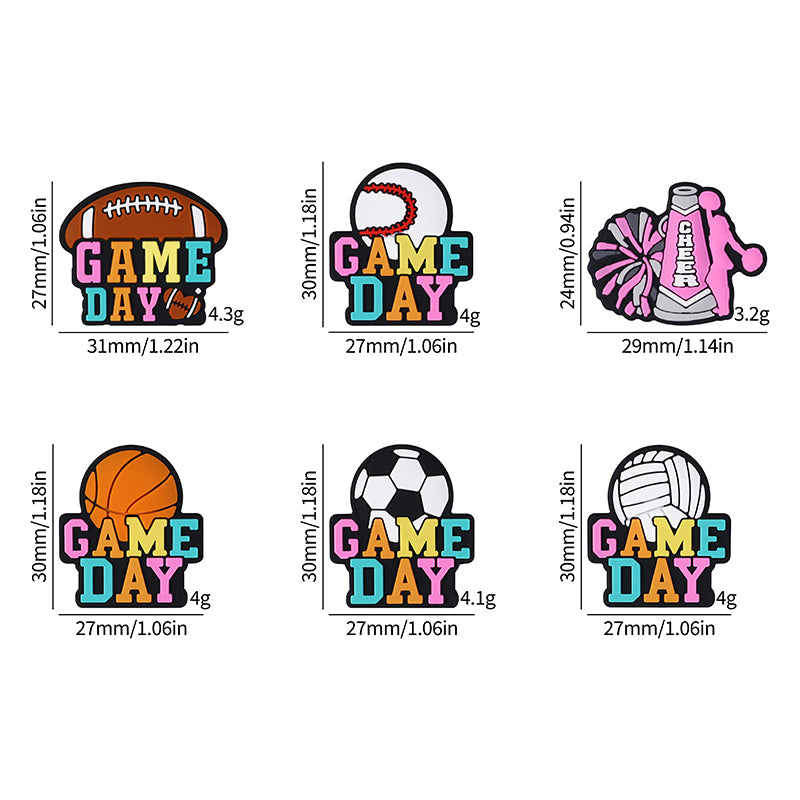 Silicone Focal Beads Ball Game Match Day Printed Text Design 12