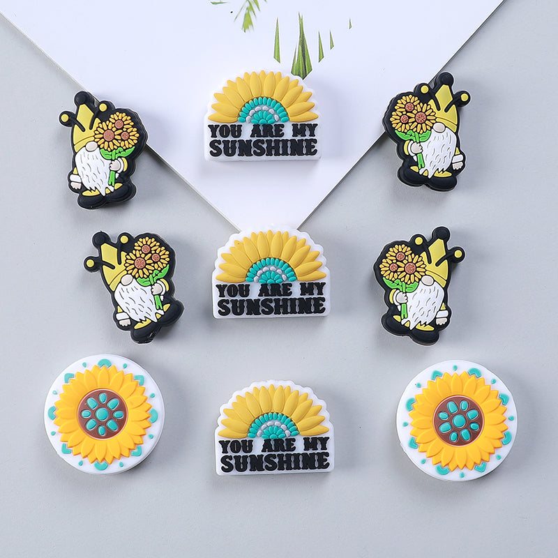 20pcs Silicone Focal Beads Daisy Variety Set You Are My Sunshine Text 14