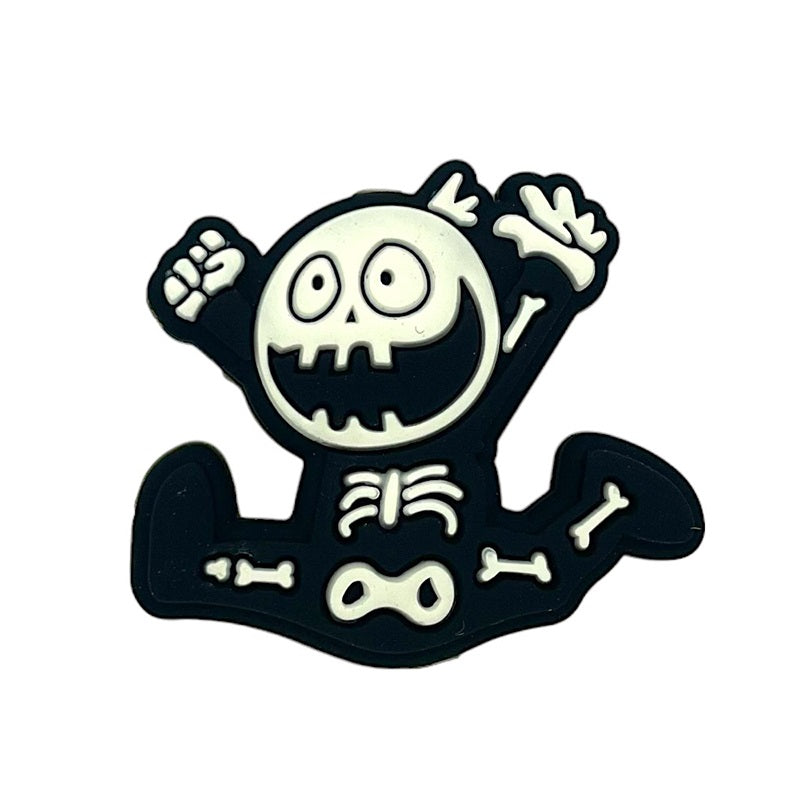 20pcs Silicone Focal Beads Halloween Happy Skeleton Jumping Pose