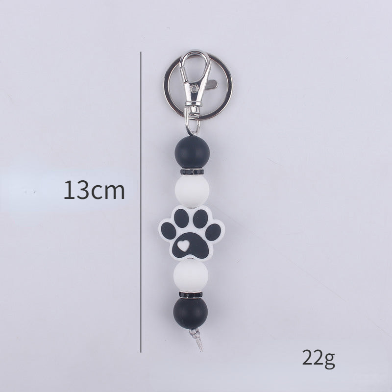 Cartoon Dog Claw Silicone Bead Keychain Charm with Lobster Clasp 5
