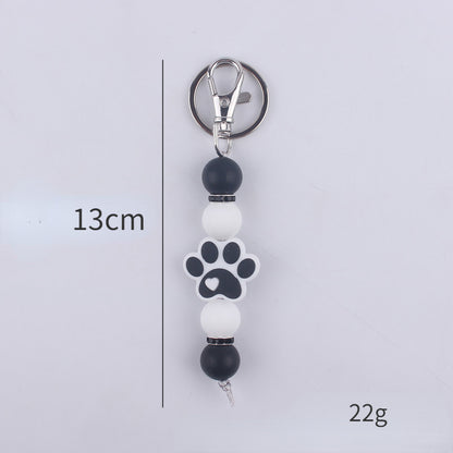Cartoon Dog Claw Silicone Bead Keychain Charm with Lobster Clasp 5