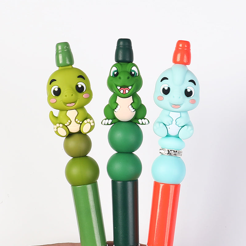 20Pcs Silicone 3D Focal Beads Cartoon Dinosaur Front Facing 8