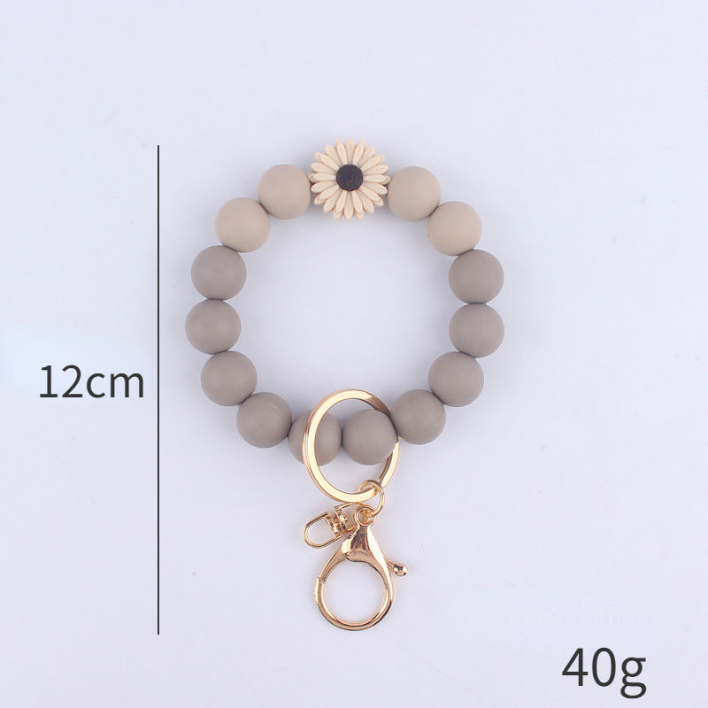 Daisy Rose Silicone Bead Wristlet Keychain 5