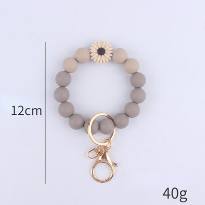 Daisy Rose Silicone Bead Wristlet Keychain 5