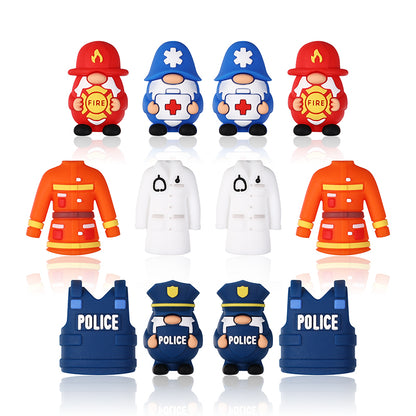 20Pcs Silicone 3D Focal Beads Doctor Police Firefighter Career Medical Theme