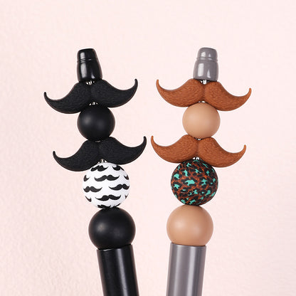 20Pcs Silicone Focal Beads Black Brown Beard Shape 3