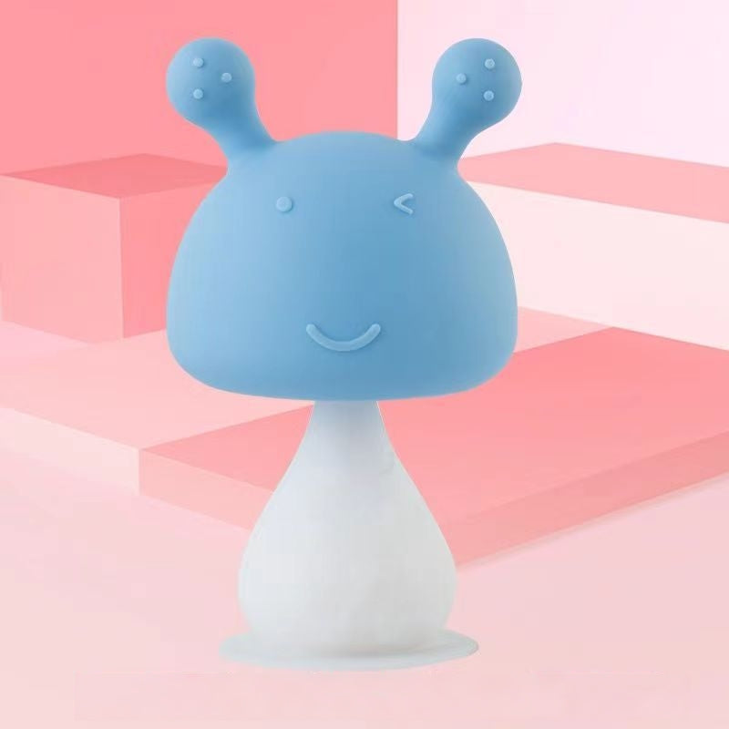 Silicone Mushroom Shaped Baby Teething Toy with Ringing Bell 3