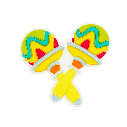 20pcs Silicone Focal Beads Wooden Club Crossed Design