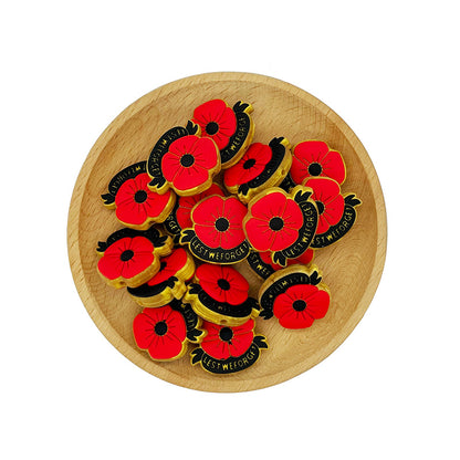 20pcs Silicone Focal Beads Lest We Forget Poppy with Banner 2