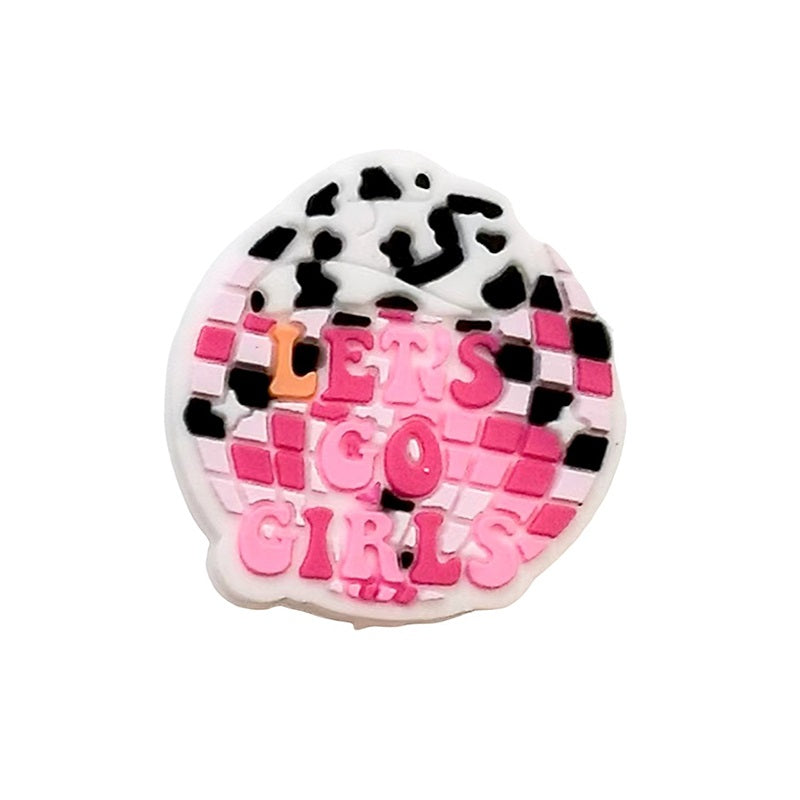 20pcs Silicone Focal Beads Lets Go Girls With Text Design