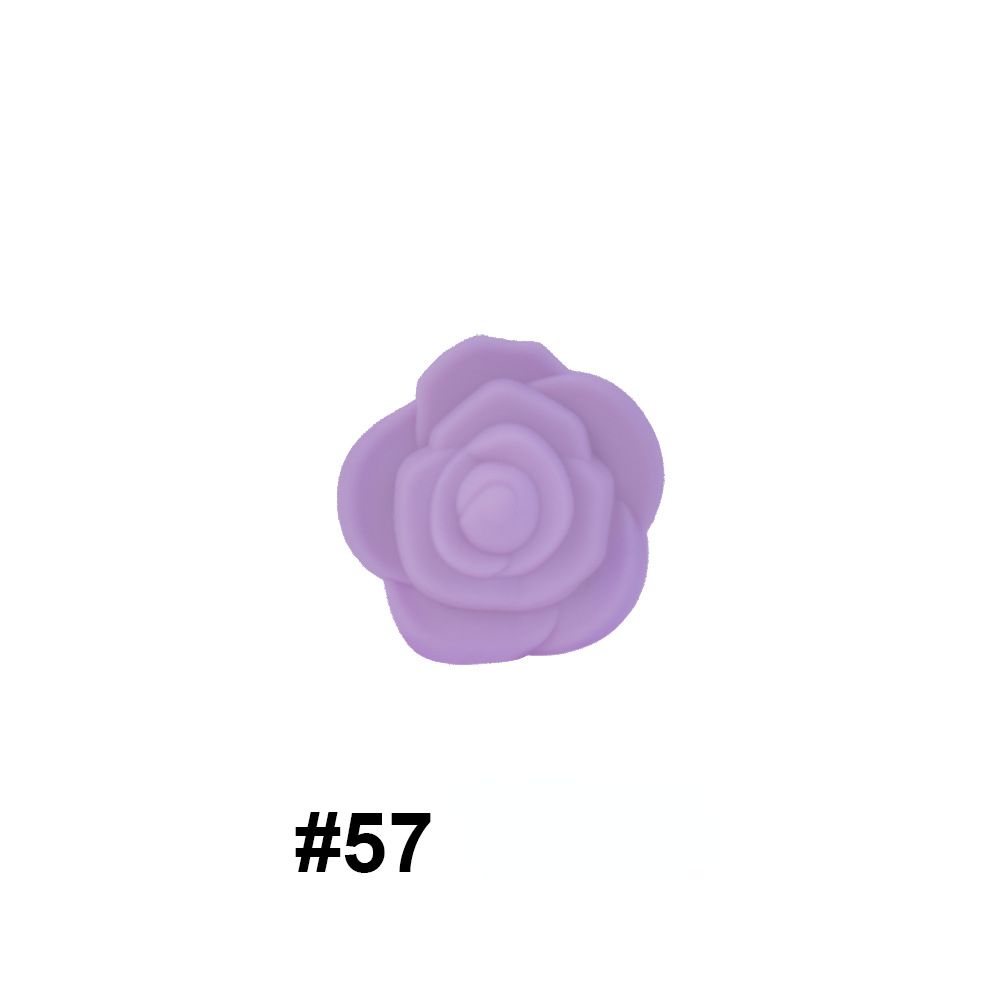 50pcs Silicone Focal Beads Rose Flower Double-Sided Design 26