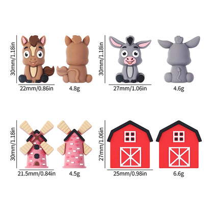 20Pcs Silicone 3D Focal Beads Farm Animal Theme Variety Set 9