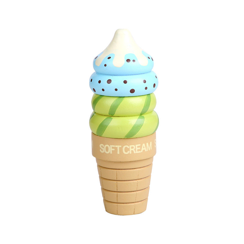 Wooden Pretend Play Magnetic Ice Cream Toy for Kids 6