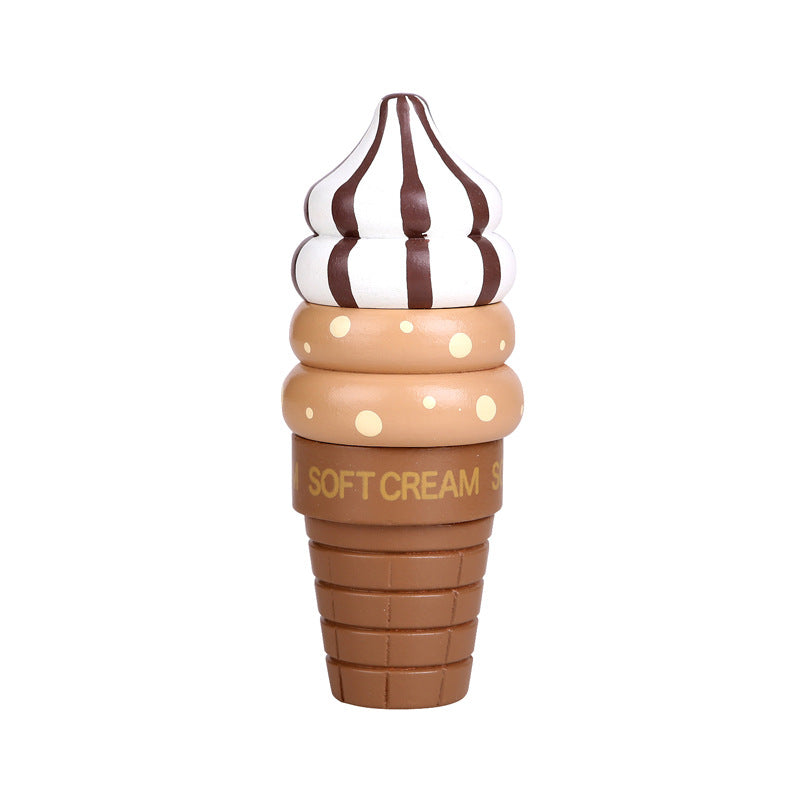 Wooden Pretend Play Magnetic Ice Cream Toy for Kids 7