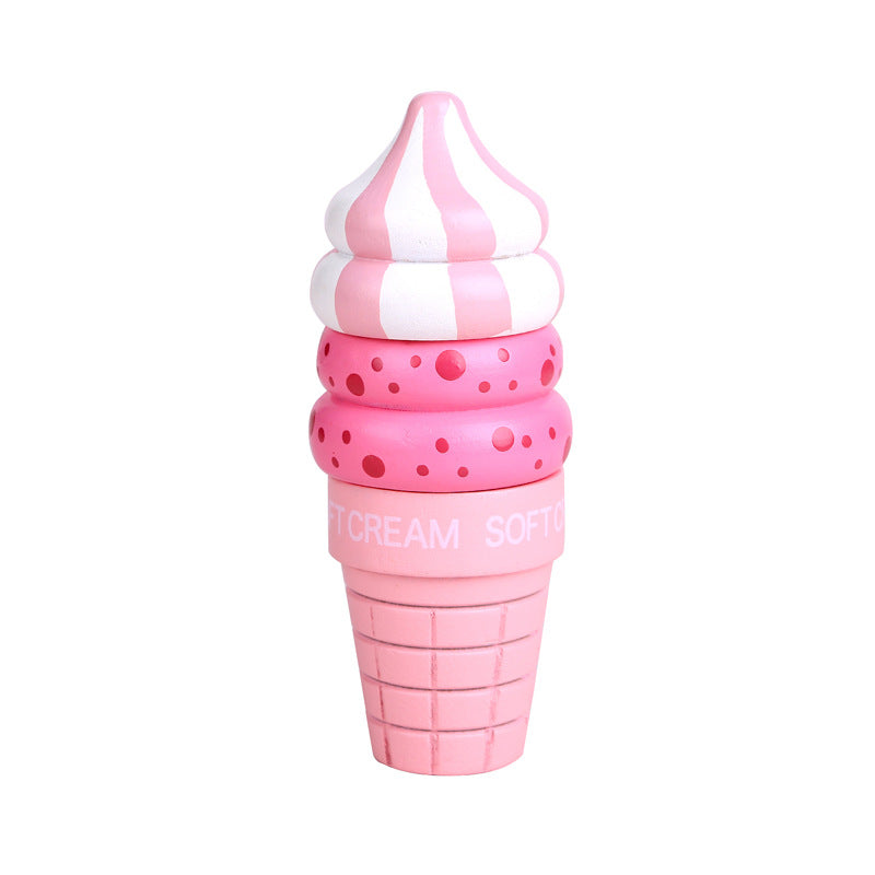 Wooden Pretend Play Magnetic Ice Cream Toy for Kids 8