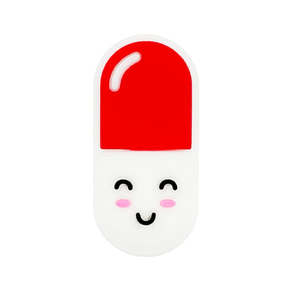 20pcs Silicone Focal Beads Pill Capsule Smiling Face