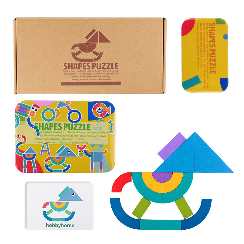 Wooden Geometric Puzzle Montessori Toys Shape Sorting Educational
