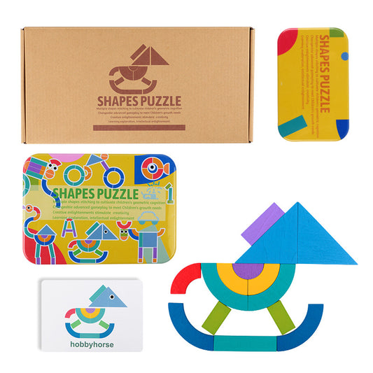 Wooden Geometric Puzzle Montessori Toys Shape Sorting Educational