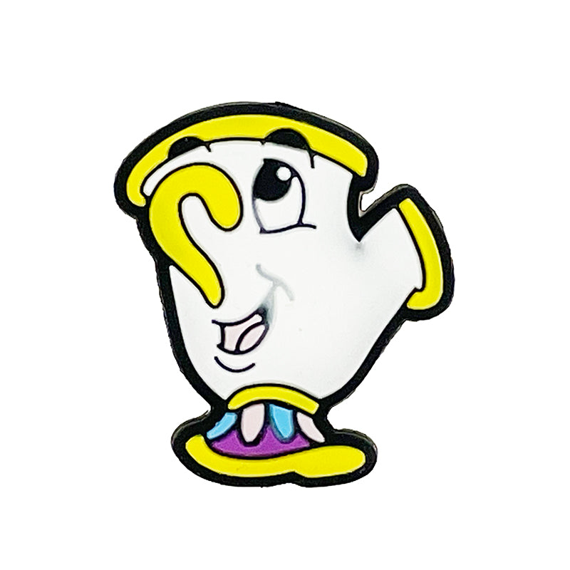 20pcs Silicone Focal Beads Smiling Teacup Character Face Design