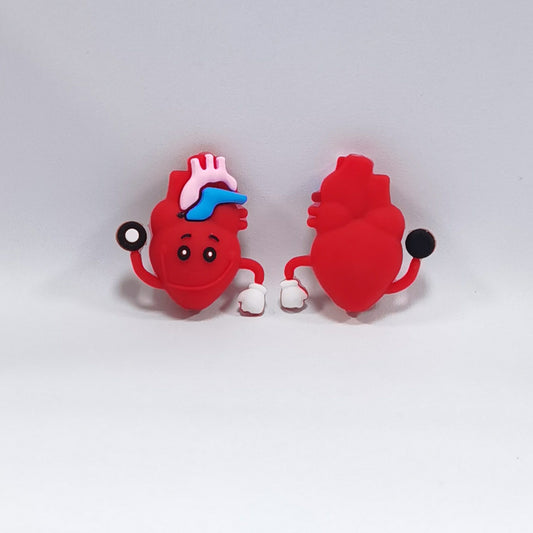 20Pcs Silicone 3D Focal Beads Stethoscope Red Heart Front Facing