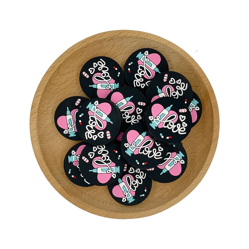 20pcs Silicone Focal Beads Love Circular Design 2