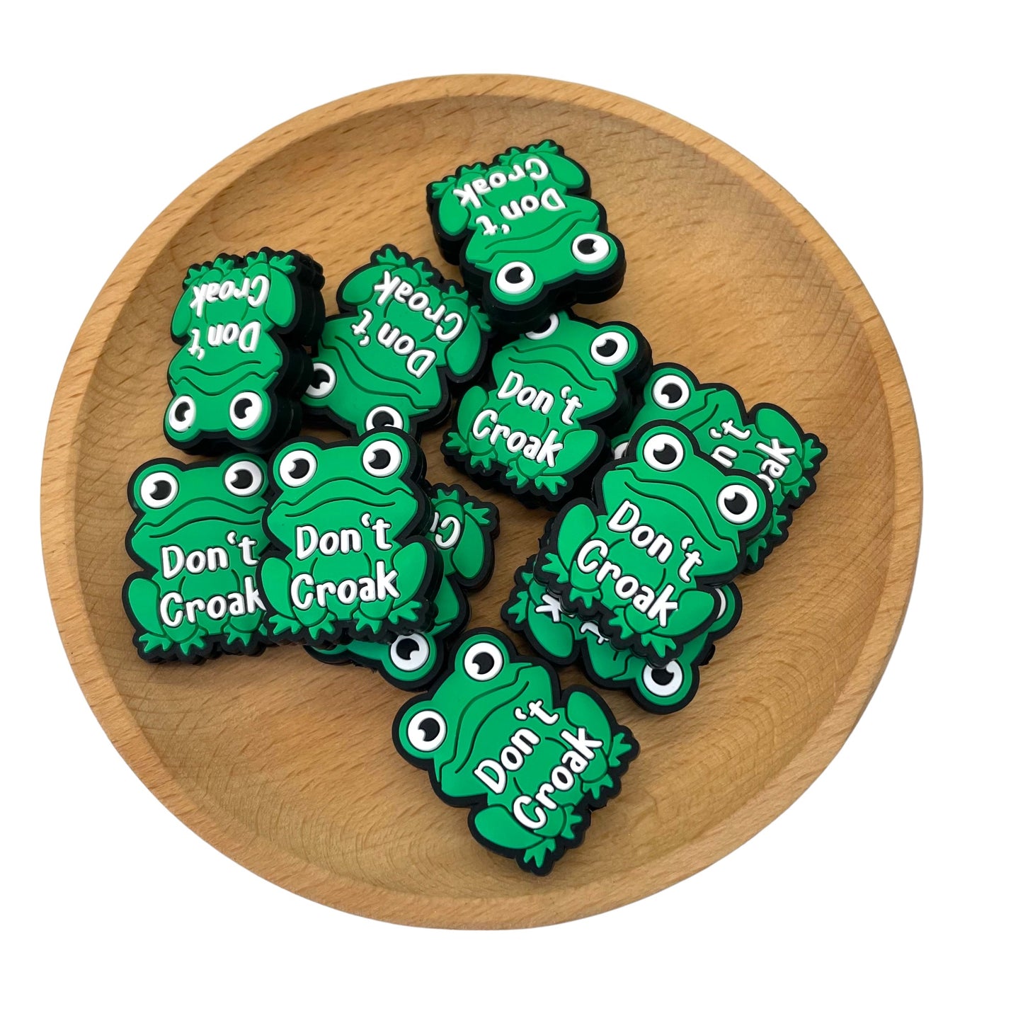 20pcs Silicone Focal Beads Frog Character with Don't Croak Text 2