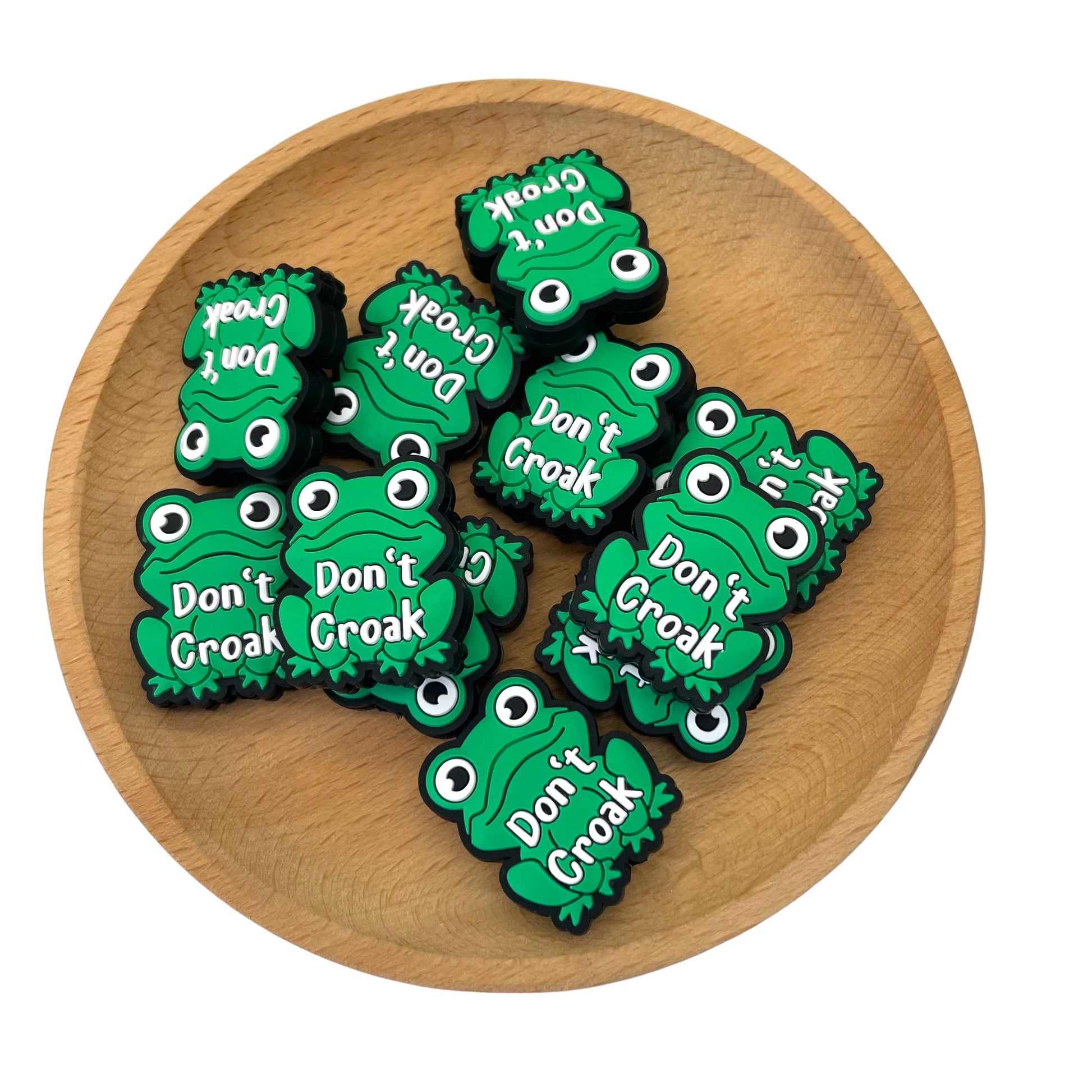 20pcs Silicone Focal Beads Frog Character with Don't Croak Text 2