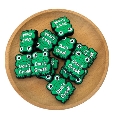 20pcs Silicone Focal Beads Frog Character with Don't Croak Text 2