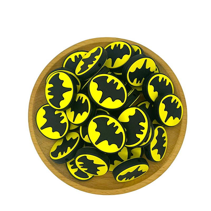 20pcs Silicone Focal Beads Halloween Bat Oval Shape 2