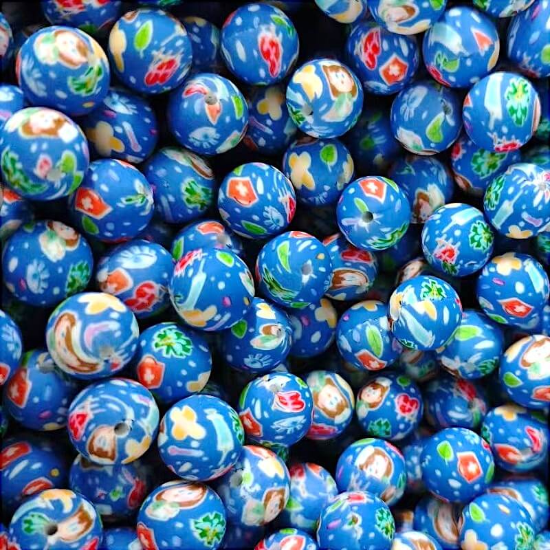 50pcs 15mm Medical Series Silicone Beads Deep Blue Print