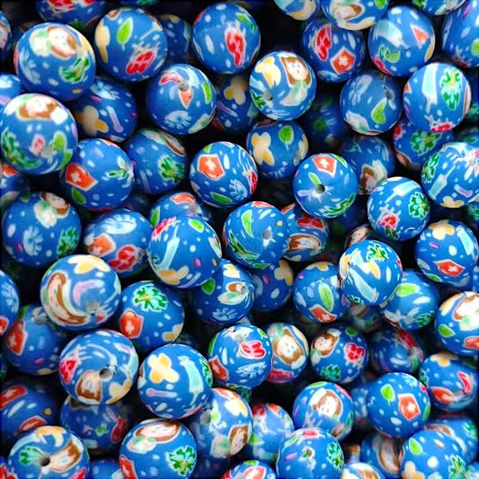50pcs 15mm Medical Series Silicone Beads Deep Blue Print