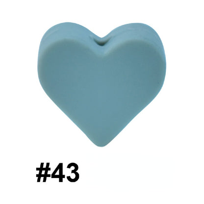 50pcs 14mm Heart Silicone Beads Colorful Diy Teether Accessories 21