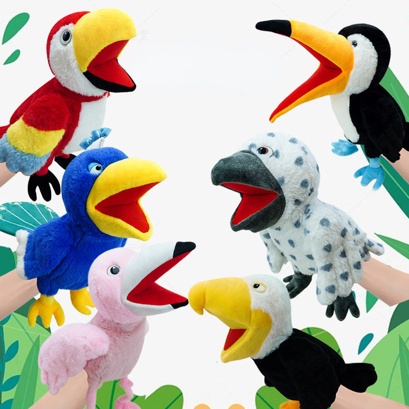 Plush Parrot Hand Puppet Pretend Play Toy 40cm