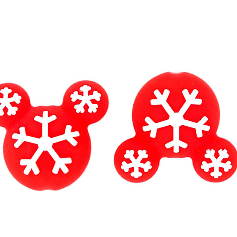 Silicone 3D Focal Beads White Snowflake Mouse Head Shape