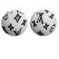 50pcs 15mm LV Silicone Beads Printed Design 6
