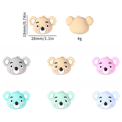 20Pcs Silicone 3D Focal Beads Koala Head Multi Color Design 7