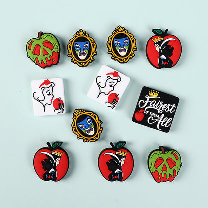 20Pcs Silicone Focal Beads Snow White Series Poisoned Apple and Mirror Design 4