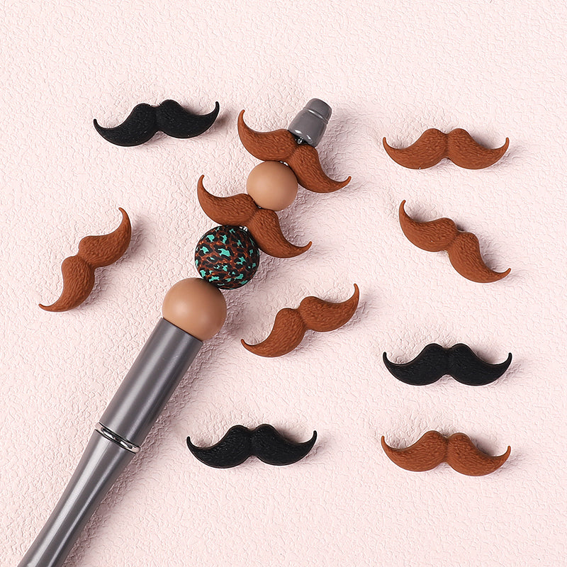 20Pcs Silicone Focal Beads Black Brown Beard Shape 11