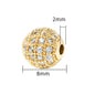 30pcs Fancy Zirconia Paved Brass Round Beads 5